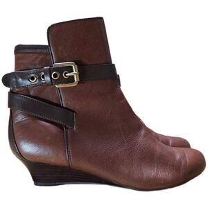 Rockport Adiprene by Adidas Wedge‎ Ankle Boots Women's US 6 Brown Leather Buckle
